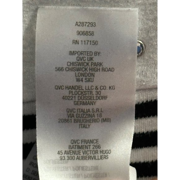 Quacker Factory size XL navy stripe circle star embellished 3/4 sleeve top - Picture 7 of 8